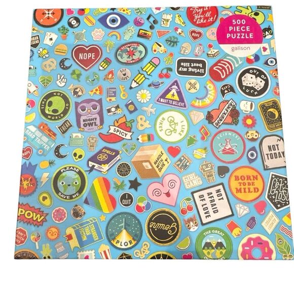 Galison 500 Piece Puzzle Fun Flair Sticker Notes Emoji Things Speed Puzzling - Picture 1 of 4